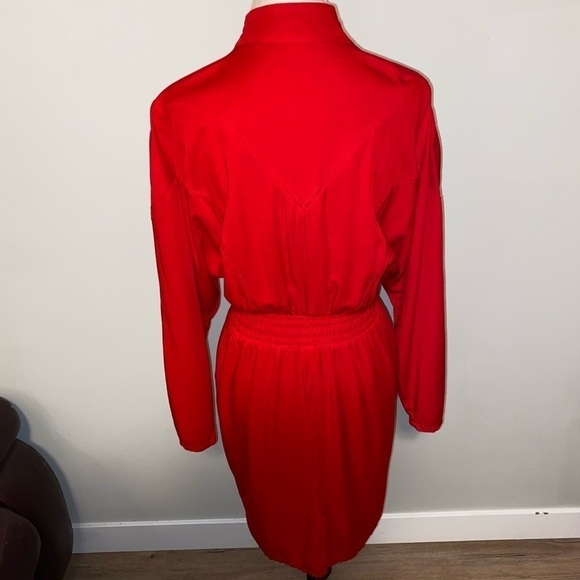 VINTAGE 80’s IIF Gold & Red Lace & Stud Embellished Cocktail Dress Long Sleeve S - Picture 3 of 9